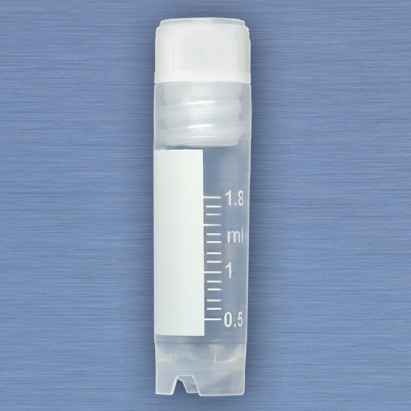 Globe Scientific CryoCLEAR vials, 2.0mL, STERILE, Internal Threads, Assembled Screwcap with Co-Molded Thermoplastic Elastomer (TPE) Sealing Layer, Round Bottom, Self-Standing, Printed Graduations, Writing Space and Barcode, 50/Bag cryogenic vials; cryogenic tubes; storage tubes; sterile tubes; cryogenic